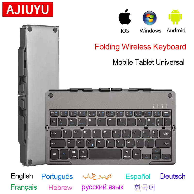 Mini Folding Wireless Keyboard with Stand for Ipad Xiaomi Lenovo Samsung Phone Tablet Keyboard for Android Ios Windows
